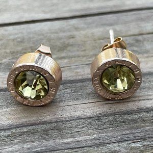 Women Earrings Gold Tone Fashion Yellow Crystal Ea